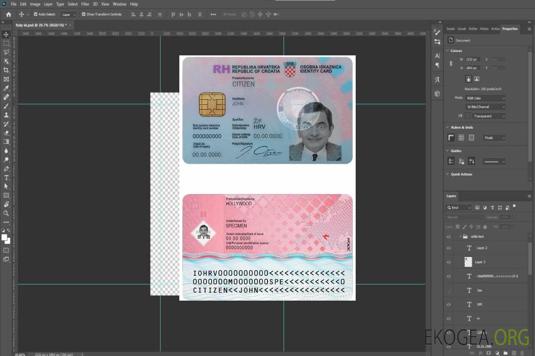 Carte d'identité Croatie (1) template